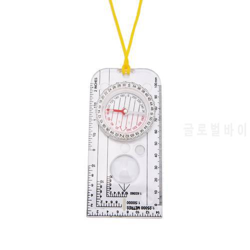 Professional Mini Compass Map Scale Ruler Magnifying Navigation Map Multifunctional Equipment For Outdoor Hiking Camping