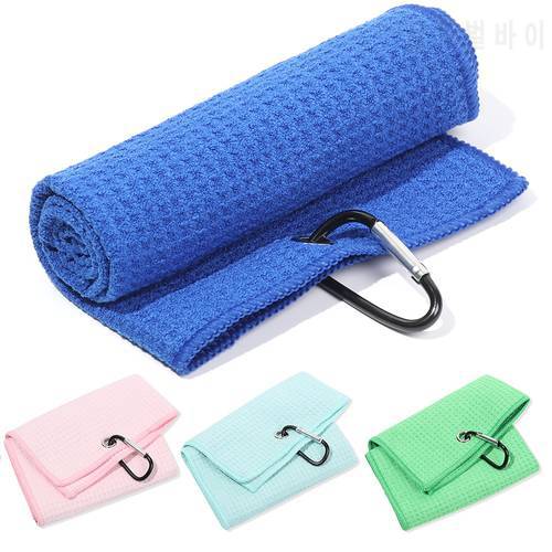 1PC Microfiber Cotton Golf Towels Cleans Clubs Balls Hands Cleaning Towel with Carabiner Hook Pool & Accessories
