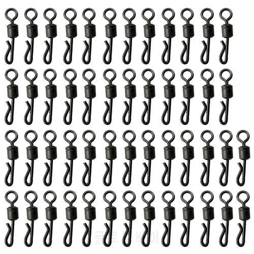 25/50/75/100 pcs/lot Fishing Connector Q-Shaped Bearing Swivel Quick Change Swivels For Carp Fishing Terminal Tackle Accessories