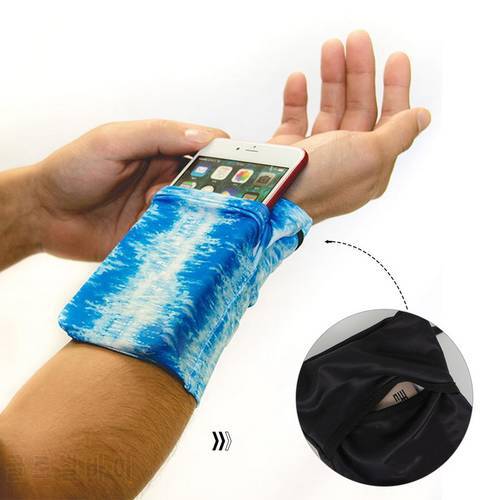 Outdoor Mini Portable Sports Armband Fishing Bag Wristband Badminton Tennis Sweatband Wrist Support Pocket Wrist Wallet Pouch