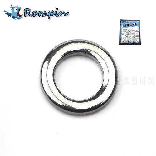 Rompin 50pcs 5-12mm Heavy Duty Fishing solid ring Seamless Split ring 304 Stainless Steel polishing Connector Sea Fishing Lures