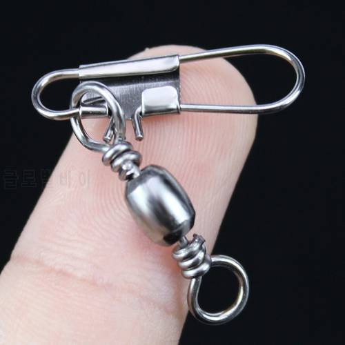 50Pcs/Bag Stainless steel swivels Fishing Connector Pin Bearing Swivel with Snap Fishhook Lure Tackle Accessories