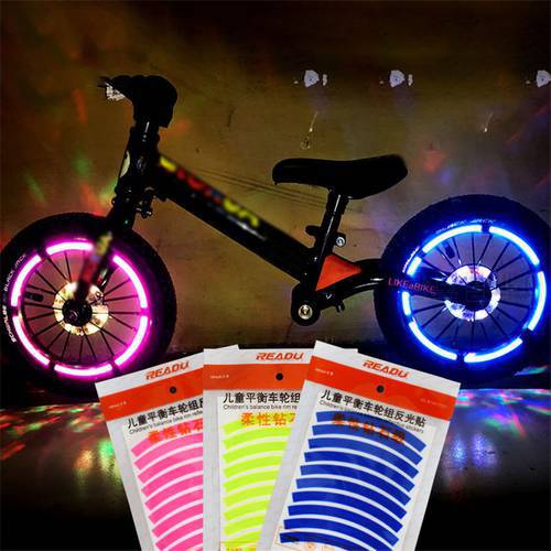 Bicycle Reflective Stickers Wheel Decals Reflective Tape Safety Strips Kids Bike Wheel Stickers Balance Bicycle Accessories