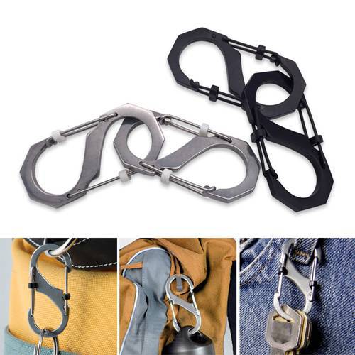 3pcs 8 Type Carabiner Key Chain Hook Clip Buckle Slide Lock for Hiking Camping ASD88