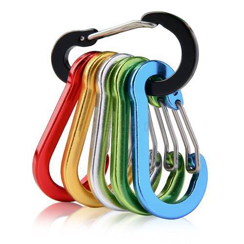 5pcs Aluminum Alloy Keychain Lock Buckle Snap Clip Tools Carabiner Outdoor Backpack Camping Climbing Booms Fishing Hook