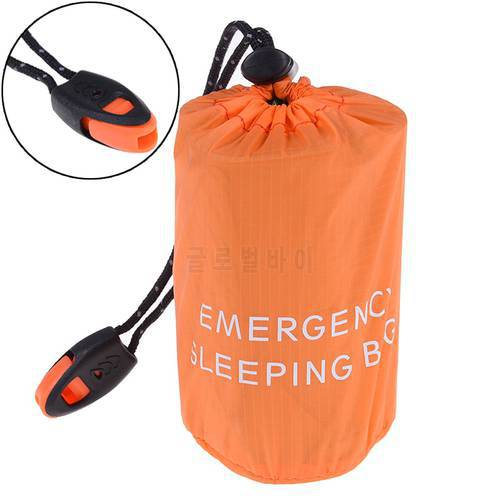 Reusable Emergency Sleeping Bag Waterproof Survival Camping Travel Bag & Whistle for Travel Camping Hot
