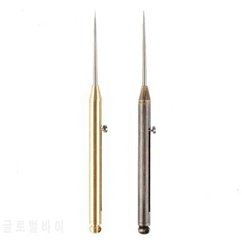 2 in 1 Light Fruit Meats Forks For Camping Portable Brass Titanium Alloy Push-pull Spring Toothpick for BBQ Picnic Traveling