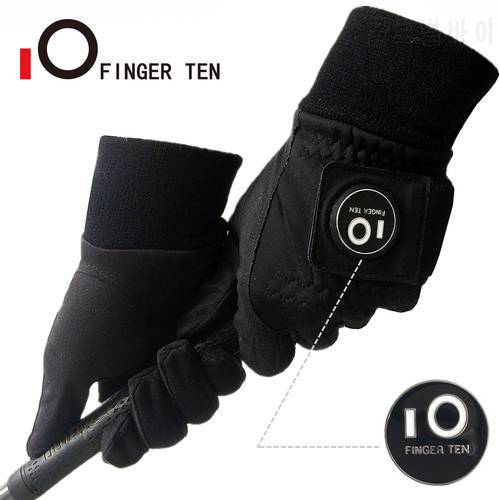 Men Warm Winter Golf Gloves with Ball Marker Windproof Waterproof Breathable Cold Weather Grip Glove Women Black Shipping