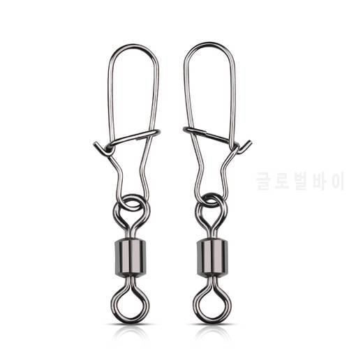 DNDYUJU 10 To 50X Fishing Swivel Snap Pin Bearing Rolling Swivel Stainless Steel Snap Fishing Connector Fishhook Lure Tools