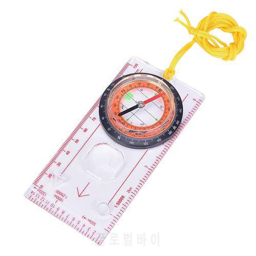 1pc Outdoor Portable Hiking Camping Ruler Map Magnifier Liquid Filled Compass Best Deal