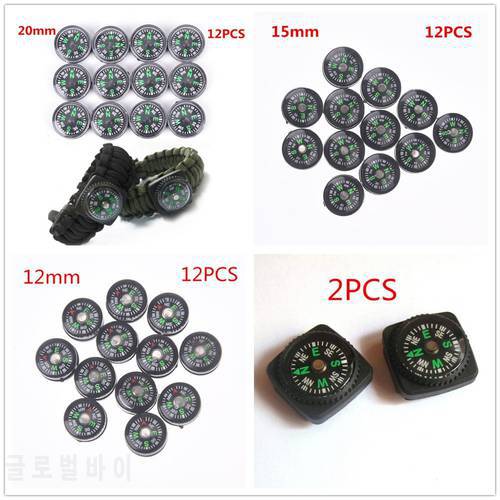 12Pcs 12/15/20mm Mini Button Compasses Portable Handheld Outdoor Sports Camping Travel Hiking Hunting Emergency Survival Compass