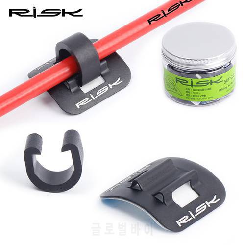 50 sets RISK Bicycle Cables Housing Aluminum Bike Oil Tube Fixed Clips C Shape Shift Brake Guide Cable Tube Fixed Clamp Buckle