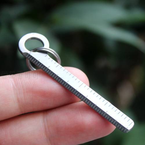 1pcs Mini Titanium Alloy Ruler Outdoor EDC Tool Small Titanium Ruler Key Chain Accessories