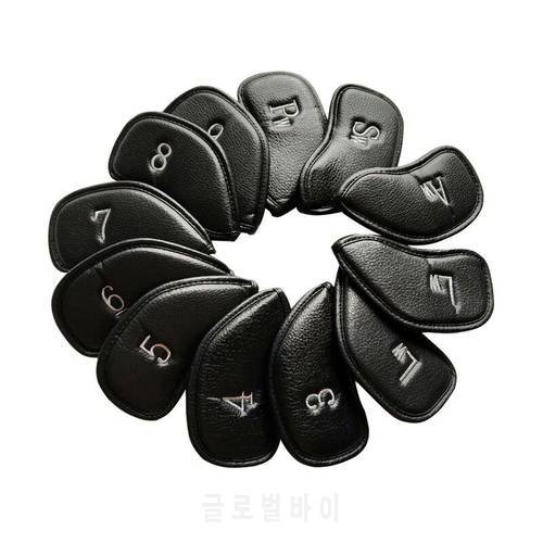 12pcs/set Black Golf Iron Head Covers One-Sided Number Iron Covers for Most