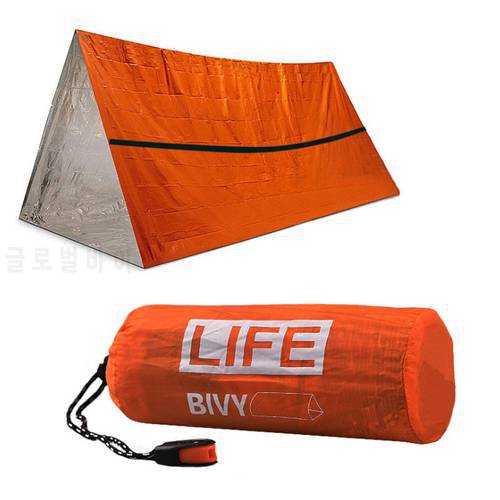 Outdoor Emergency Sleeping Bag Shelter Waterproof Thermal Blanket Rescue Tube Tent Whistle Portable Survival Bag Kit