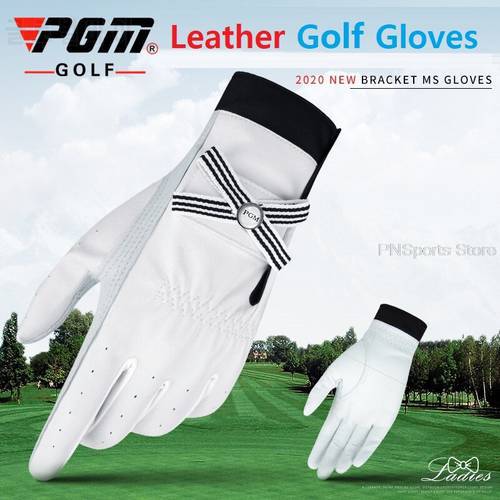 Pgm 1 Pair Golf Gloves Women Sheepskin Breathable Palm Ladies Genuine Leather Sport Gloves Anti-Slip Training Mittens Elegant