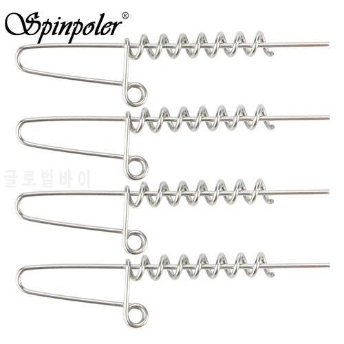 Spinpoler 20pcs Spring Lock Pins Stainless Steel Soft Bait Lure Spring Lock Pin Fishing Hook Connect Fixed Latch Tackles