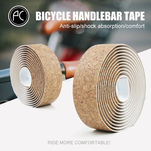 PCycling Bicycle Handlebar Tape Wood Grain Tape MTB Road Bike Cork Handlebar Belt Cycling Handle Tape Anti-slip Belt Wrap +2 Bar