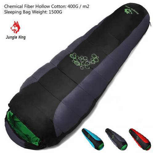 Jungle King CY0901 Adults Filled Four-Hole Cotton Sleeping Bags Outdoor Hiking Camping Mummy Sleeping Bags Three Colors 1500G