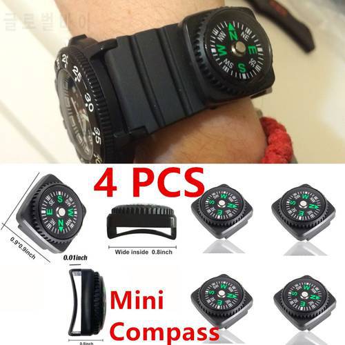 4pcs/lot Belt Buckle Mini Compass Portable for Outdoor Camping Hiking Travel Emergency Survival Navigation Tool