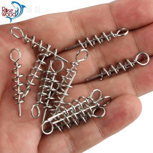 RoseWood 50PCS Soft Bait Spring Centering Pins Fixed Latch Needle Spring Twist Crank Lock For Soft Fishing Tackle Lure