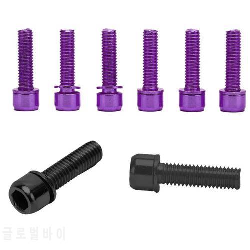 6pcs Black/Purple Stainless Steel Screws Bolts With Washer M5*18mm For Bike Bicycle Stems & Handlebar