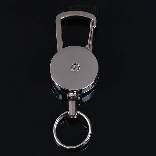 1pcs Retractable Pull Key Ring Chain Belt Clip with Carabiner Reel Card Badge Holder Recoil Extends To 50cm