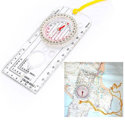 Multifunction Mini Ruler Map Scale Compass Tool Outdoor Camping Survival Navigation Map Ruler Edc Tools Hiking Accessories Ruler