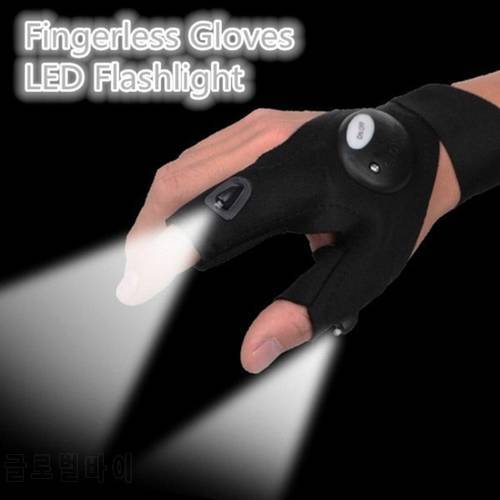 Night Light Waterproof Fishing Gloves with LED Flashlight Rescue Tools Outdoor Gear Cycling Practical Durable Fingerless Gloves