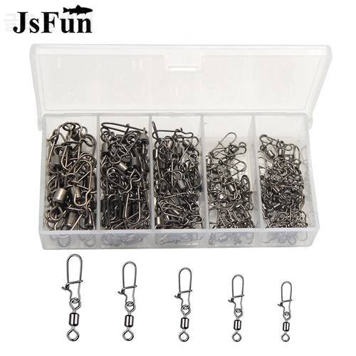 100pc/box Stainless Steel Fishing Connector Pin 4 6 81012 Bearing Rolling Swivel with Snap Fishhook Lure Accessories PJ202