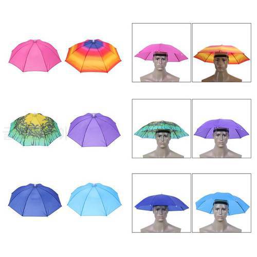 1 PC Portable Outdoor Umbrella Hat Sun Shade Waterproof Sports Camping Hiking Fishing Festivals Parasol Foldable Brolly Cap
