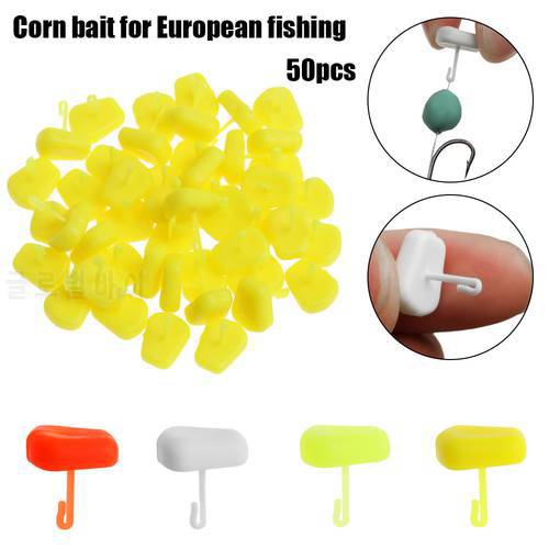 50Pcs/bag Corn Bait Carp Fishing Stoper Boilies Bait Stopper With Micro Fishing Hook Corn Bait Pop Up Hair Rig Stop Fishing Tack