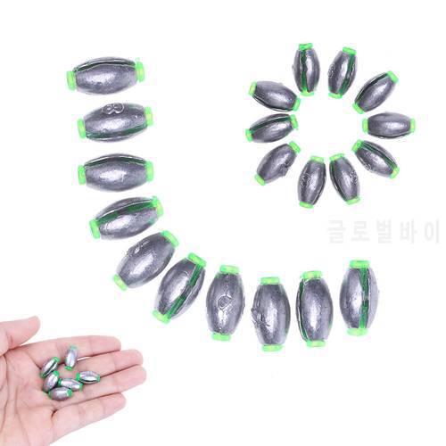 10Pcs Lead Weight Fishing Lead Sinker Mould Olive Shaped Middle Pass Removable Split Lead Shot Sinkers 1.5/2/3/4/5/6/8/10/15g