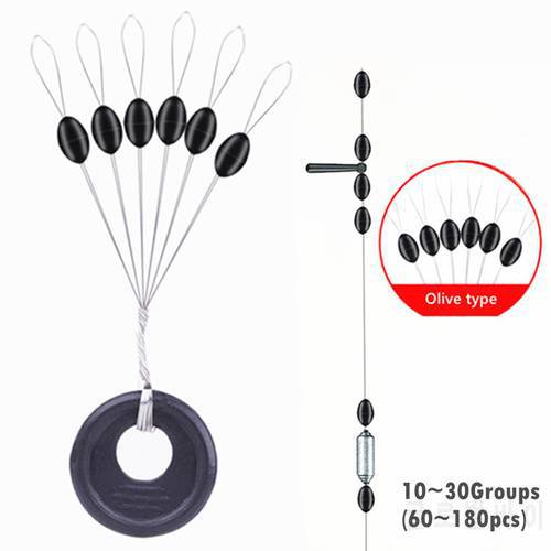 10~30 Groups S M L Float Space Bean Black High Quality Rubber Space Beans Oval Stopper Fishing Bobber Catfish Carp Fishing Float