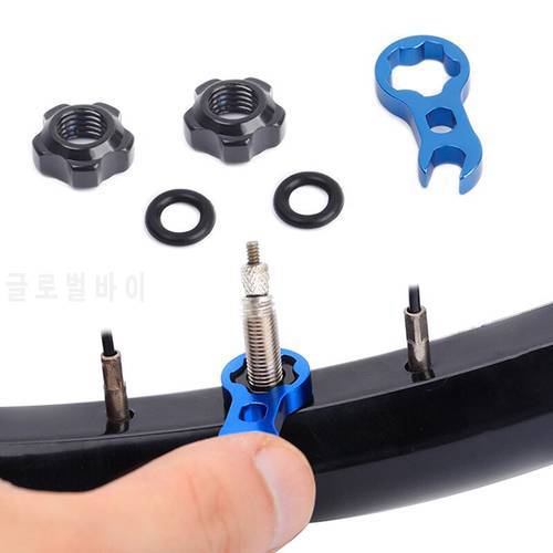 Road Mountain Bike Bicycle Gas Air Nozzle Tire Presta Valve Core Nut Screw with Installation Wrench Presta Extension Rod