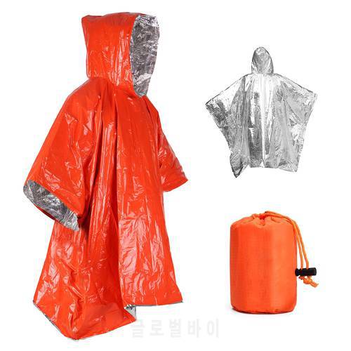 Orange Emergency Raincoat Aluminum Film Disposable Poncho Cold Insulation Rainwear Blankets Survival Tool Camping Equipment