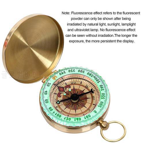 Camping Hiking Portable Pocket Compass Gold Plated Copper Clear Scales Glow In Dark For Outdoor Hiking Navigation Kompas