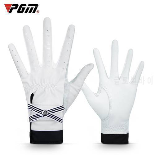 1Pair Pgm Golf Gloves Women With Mark Sheep Skin Breathable Genuine Leather Sport Gloves Anti-Slip Training Mittens Elegant