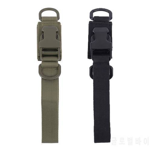 Tactical Molle Key Chain Ring Clip Nylon Webbing Strap Belt Backpack O Ring Carabiner with Quick Released Buckle Hook Hunting