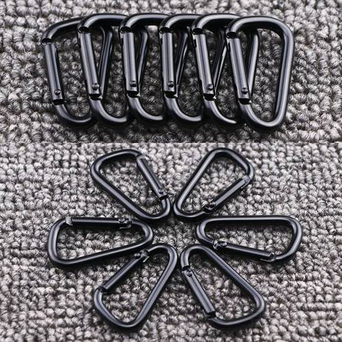 3Pcs Black Aluminum Carabiner D-Ring Key Chain Clip Safety Buckle Keyring Snap Hook Outdoor Camping Travel Sport Equipment Tools