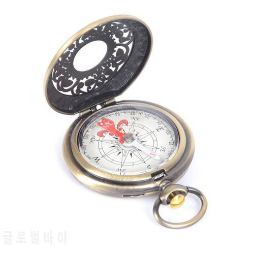 Metal Hunting Hollow Flip Cover Compass Bronze Color Vintage Watch Style Camping Hiking Kompas Gear