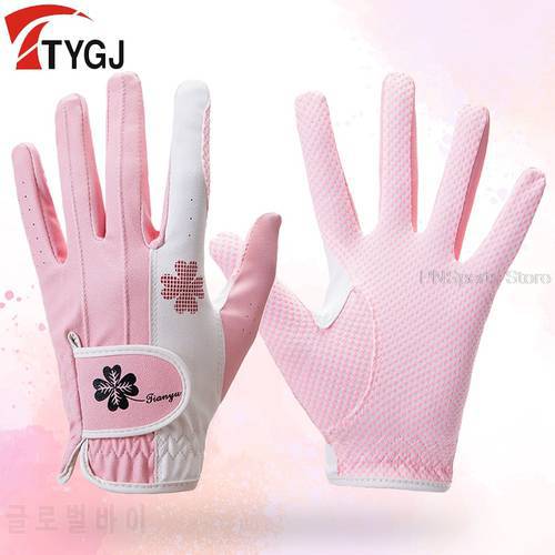 New 1 Pair Golf Gloves Women Left Right Hand Sports Gloves Leather Non-Slip Breathable Mittens Golf Training Wear Supplies