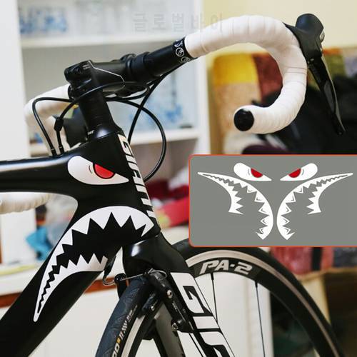 1Set Bicycle Frame Decoration Sticker Shark Head Tube Sticker MTB Bike Fixed Gear Sticker Cycling Accessories
