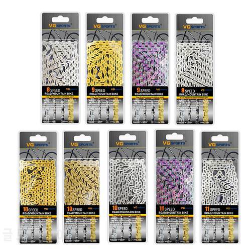 VG Sports 8 9 10 11 12 Speed Bicycle Chain Half Hollow Chain Ultralight 9s 10s 11s 12s 116L/126L Mountain Road Bike Chain Parts