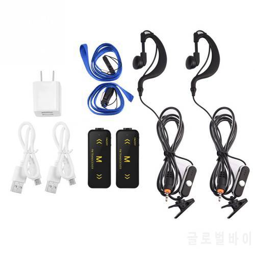 Mini Business Two-Way Radio Portable Interphone Walkie Talkie with USB Power Supply & Earpieces for Hotel Mall 2PCS/set