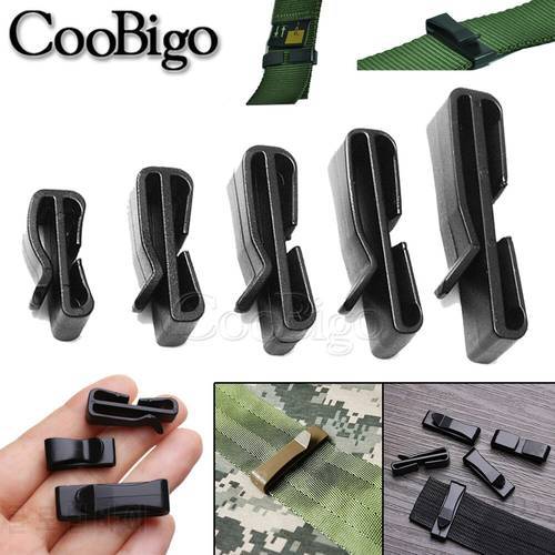 10pcs Strap Keeper Belt Loop Slider Buckle Clip Adjuster for Tactical Molle Backpack Webbing Plastic Black 20/25/32/38/50mm