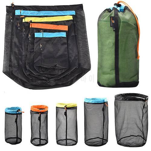 S~XXL Ultralight Mesh Storage Bag Drawstring Bags High quality Outdoor Stuff Sack Traveling Organizer Hiking Tool