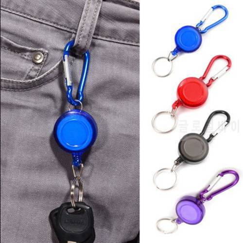 Retractable Pull Key Ring Chain Belt Clip Carabiner Reel Card Badge Holder Recoil Extends To 60cm Swivel-back Extractable W5