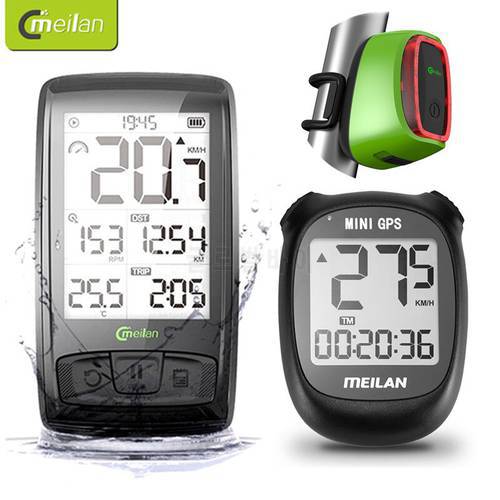Meilan M3 M4 Bike Computer Wireless Cycling Speed & Cadence Sensor Bike Speedometer Odometer Bicycle Computer with Taillight LED