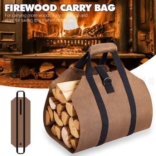 High-quality Supersized Canvas Firewood Carrier Log Carrying Bag Wood Carrier For Fireplace 16oz Waxed Canvas